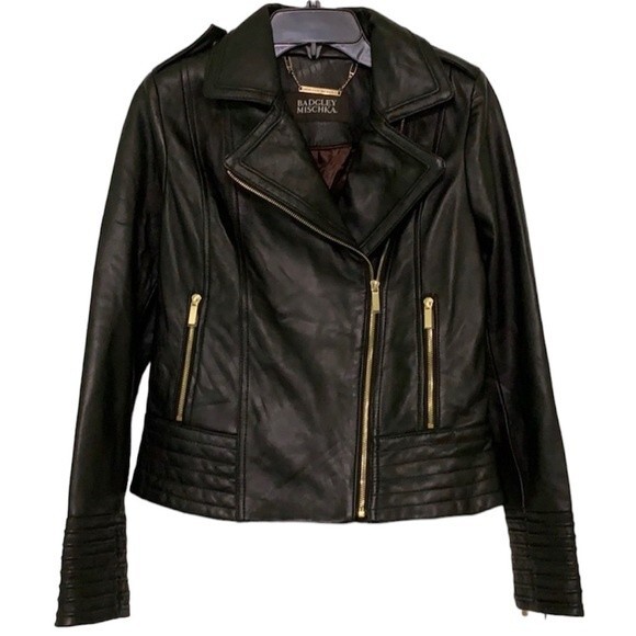 Badgley Mischka Gia Moto Leather Jacket - Picture 2 of 13